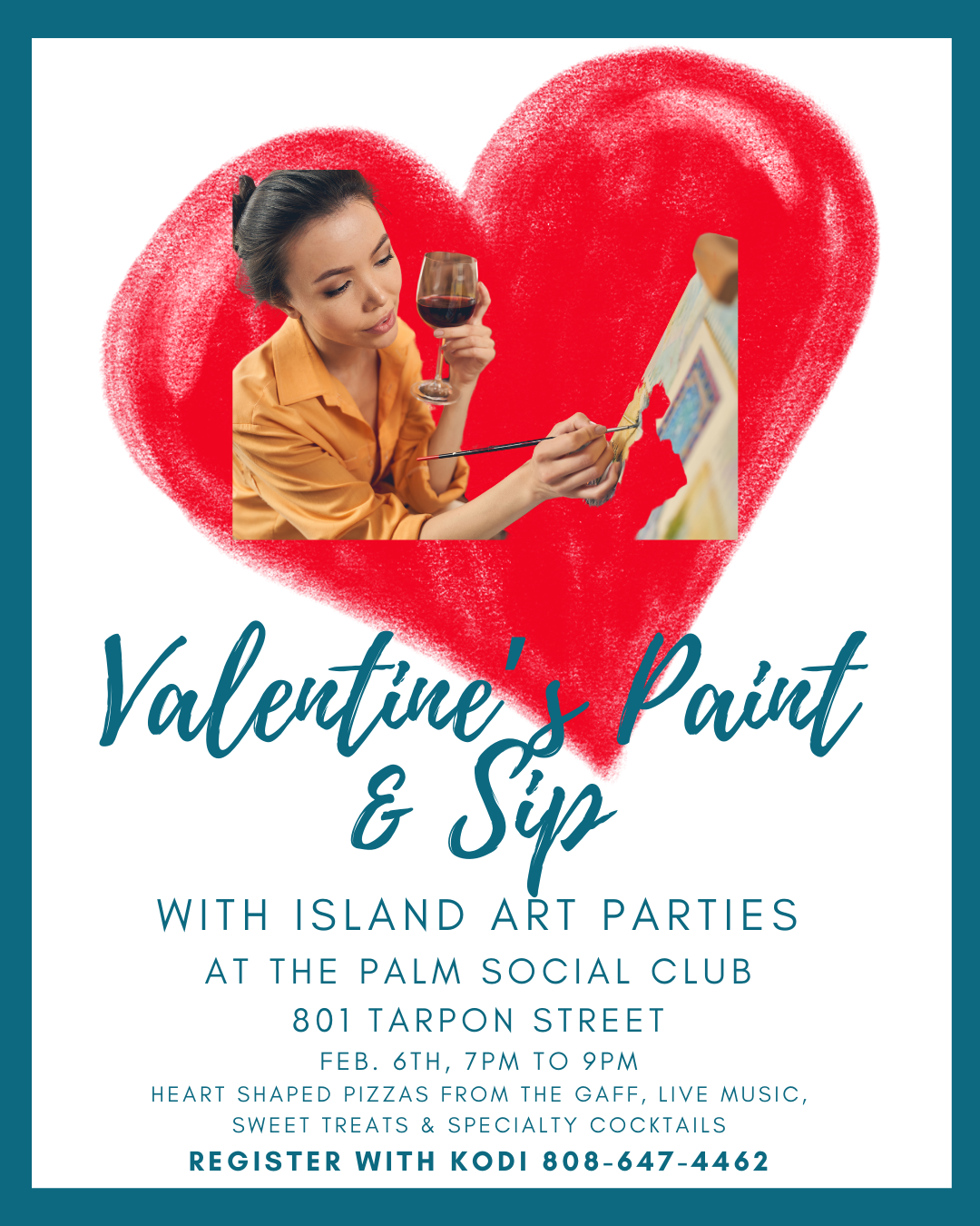 Valentine Paint and Sip Night in February Port Aransas at The Palm Social Club