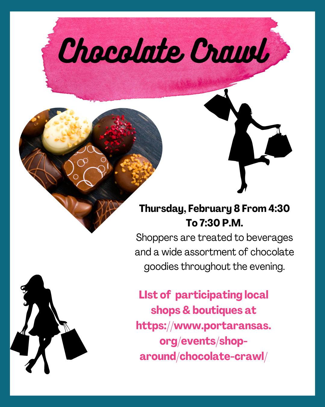 Shop in Port Aransas and enjoy sweet treats and beverages at the chocolate crawl