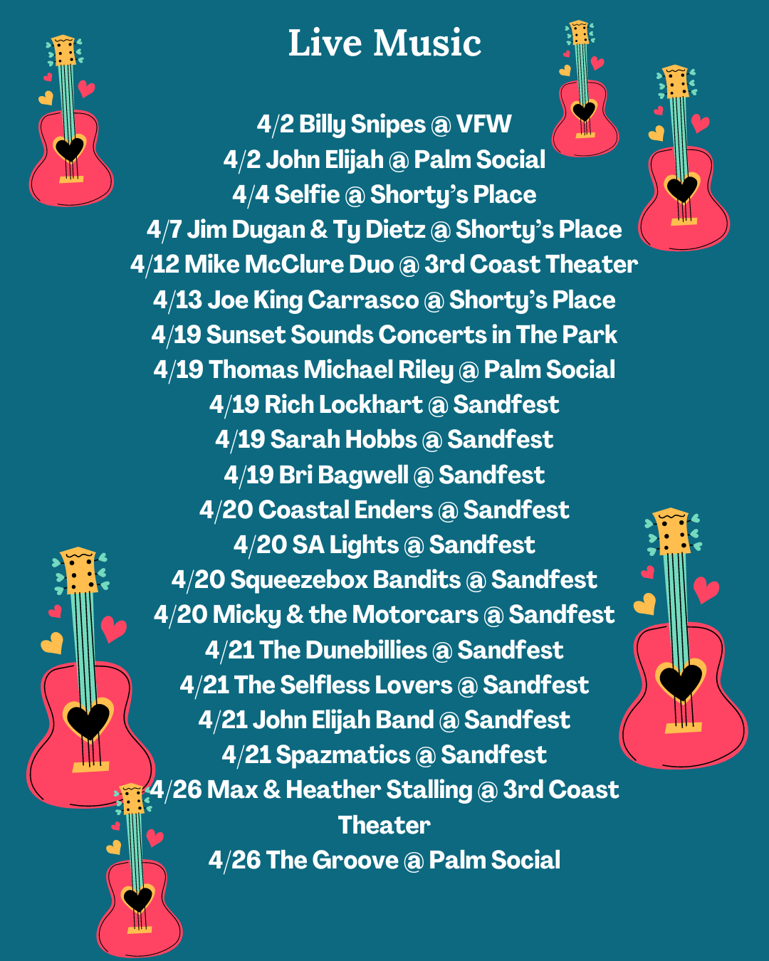 Live Music Schedule Port Aransas April 2024