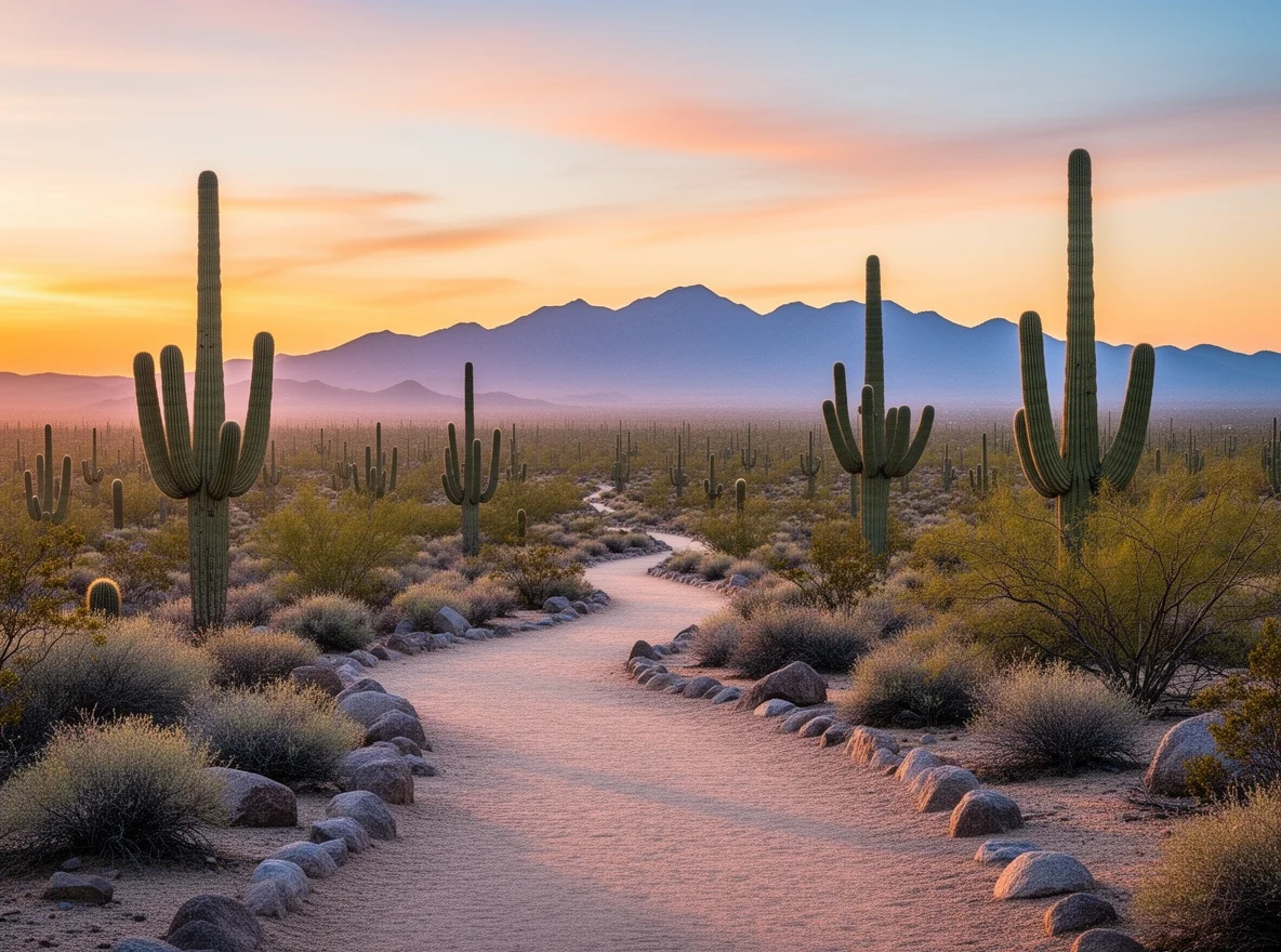 Sunrise desert landscape near San Tan Valley, Arizona