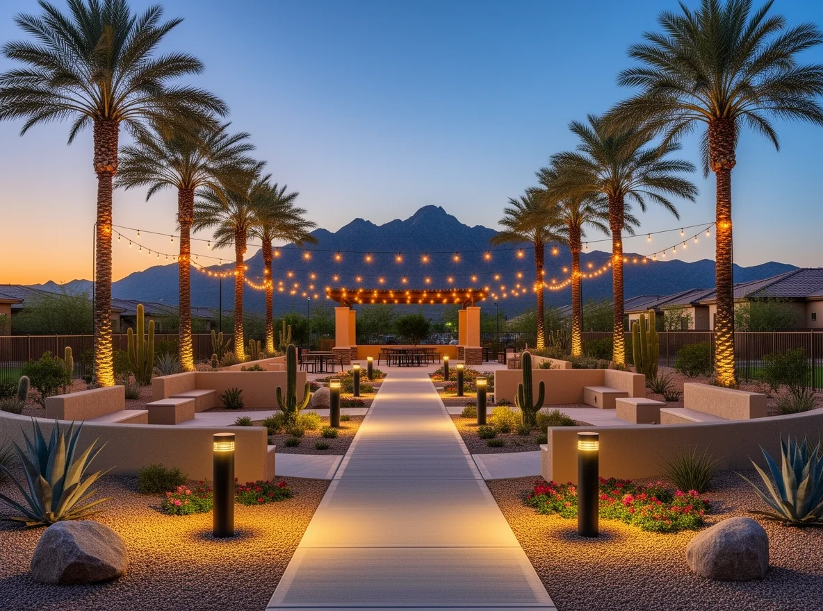 Evening community gathering in a Queen Creek park