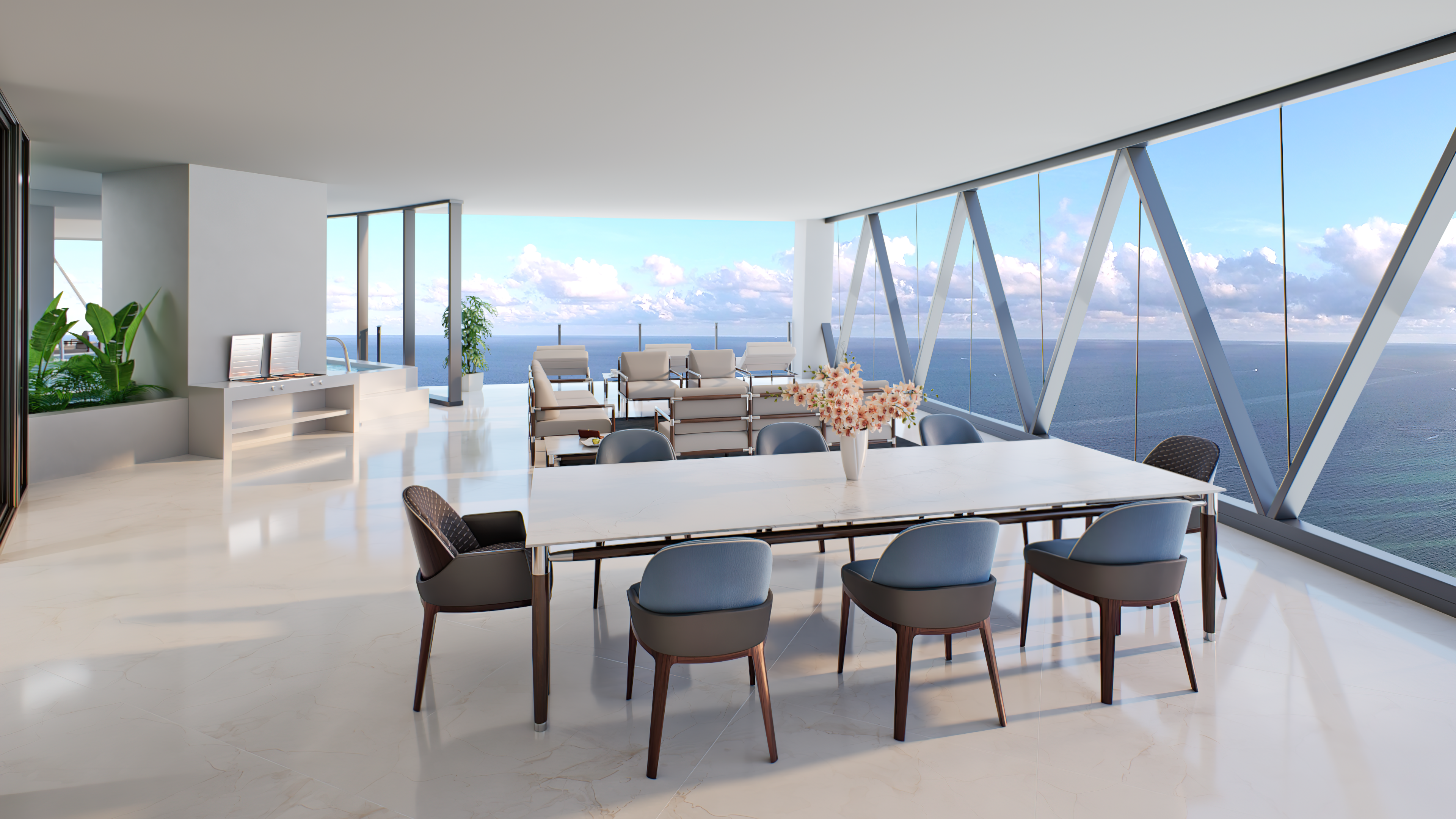 Bentley Residences Unit 4801 Living Area with Ocean View