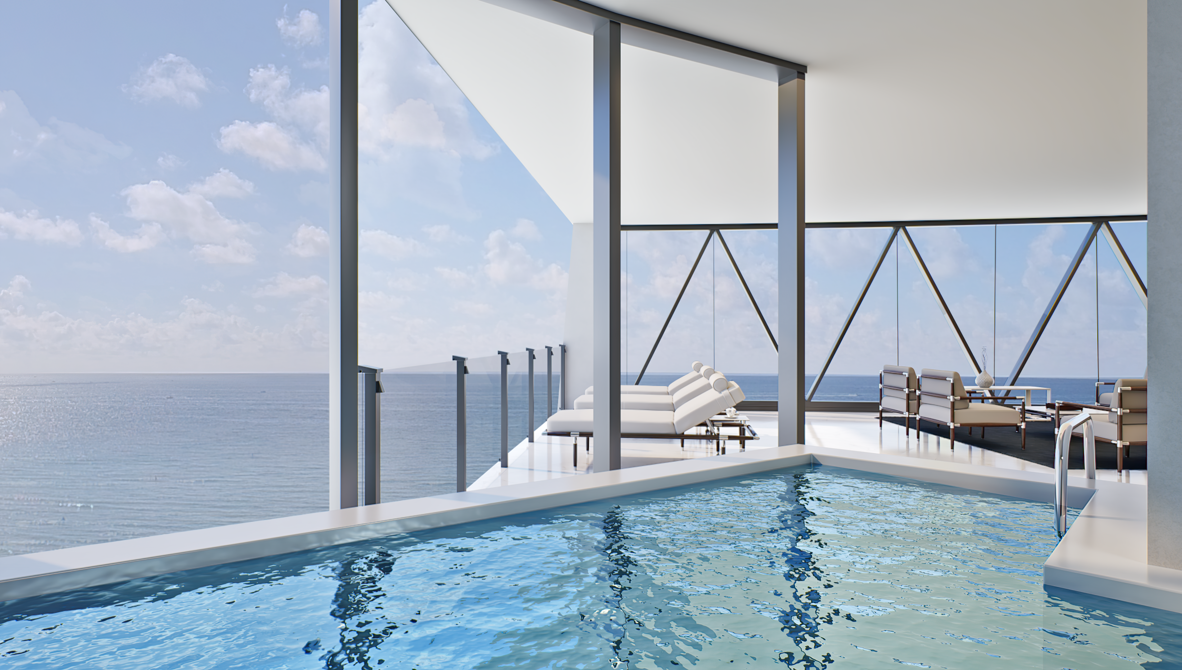 Private Balcony Pool and Summer Kitchen at Bentley Residences