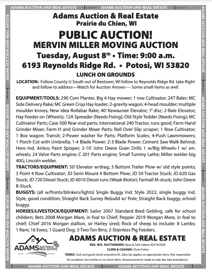 December 2nd Online Only Auction - Adam's Auction & Real Estate