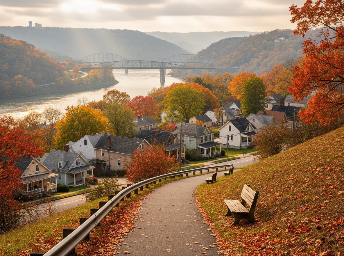 Hillside neighborhood view and rivers in Pittsburgh