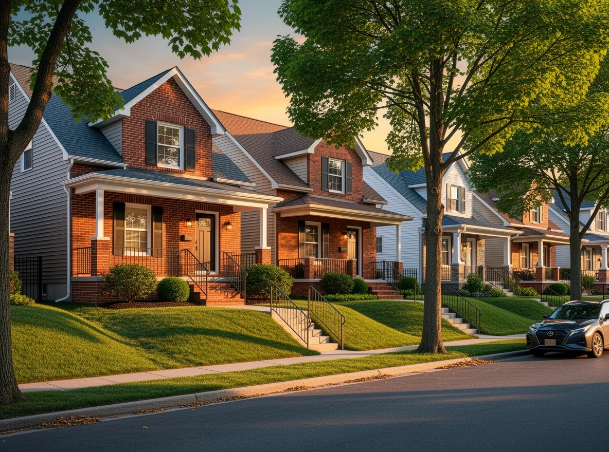 Pittsburgh homes on a sloped residential street