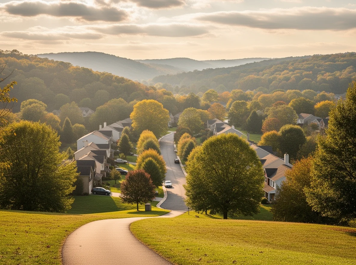 Tree-lined neighborhood street in Robinson Township, Pennsylvania