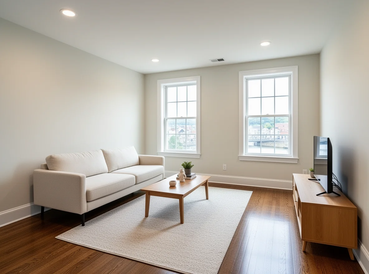 Renovated living room in a Pittsburgh-area home