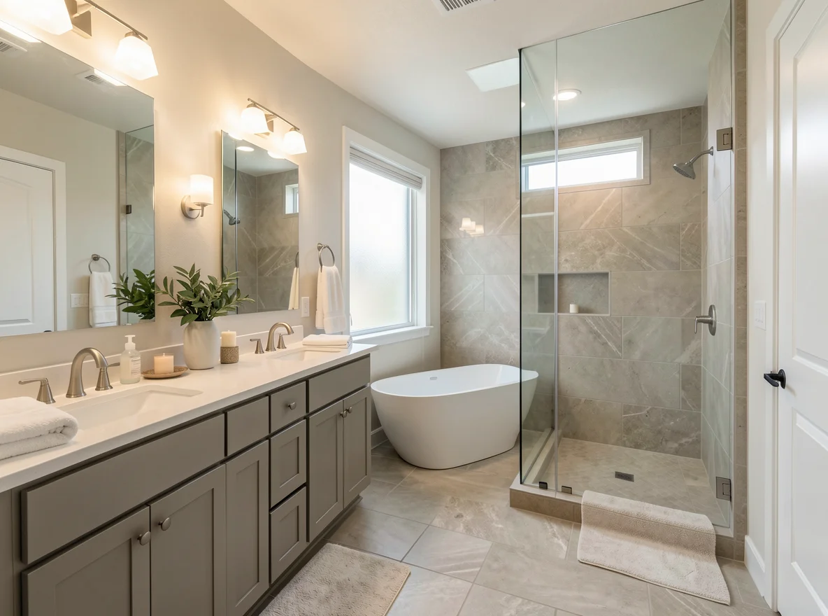 Updated bathroom with neutral finishes