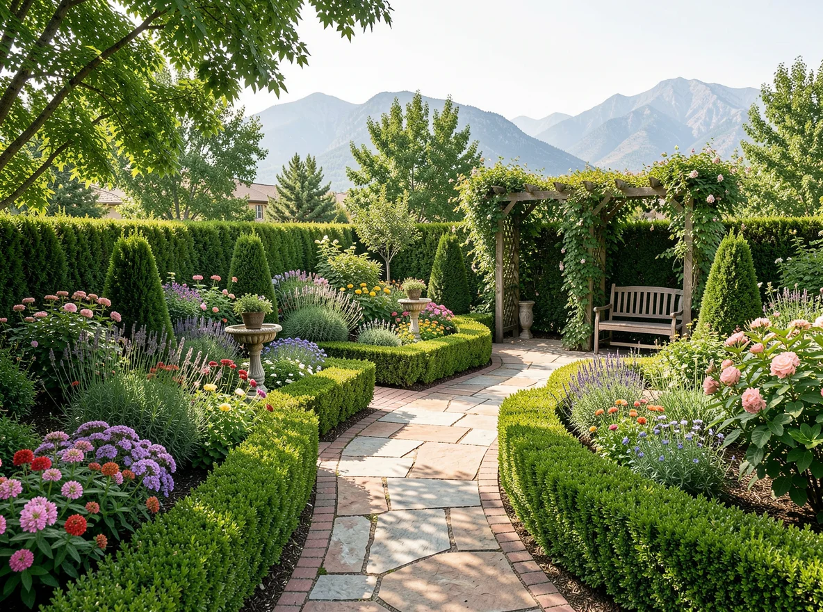 Landscaped backyard garden in Highlands Ranch