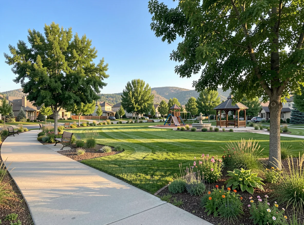 Neighborhood park and homes in Parker, Colorado