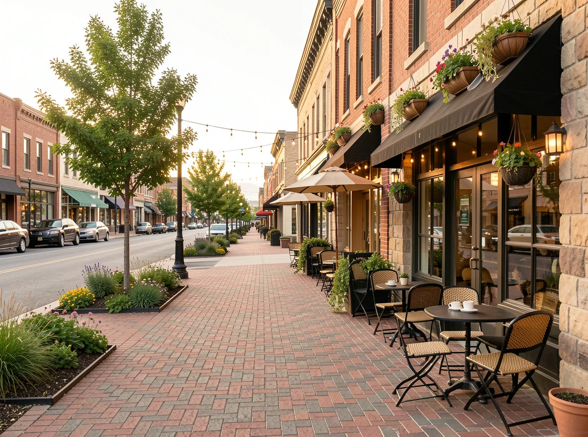 Historic downtown Castle Rock streetscape and local storefront district