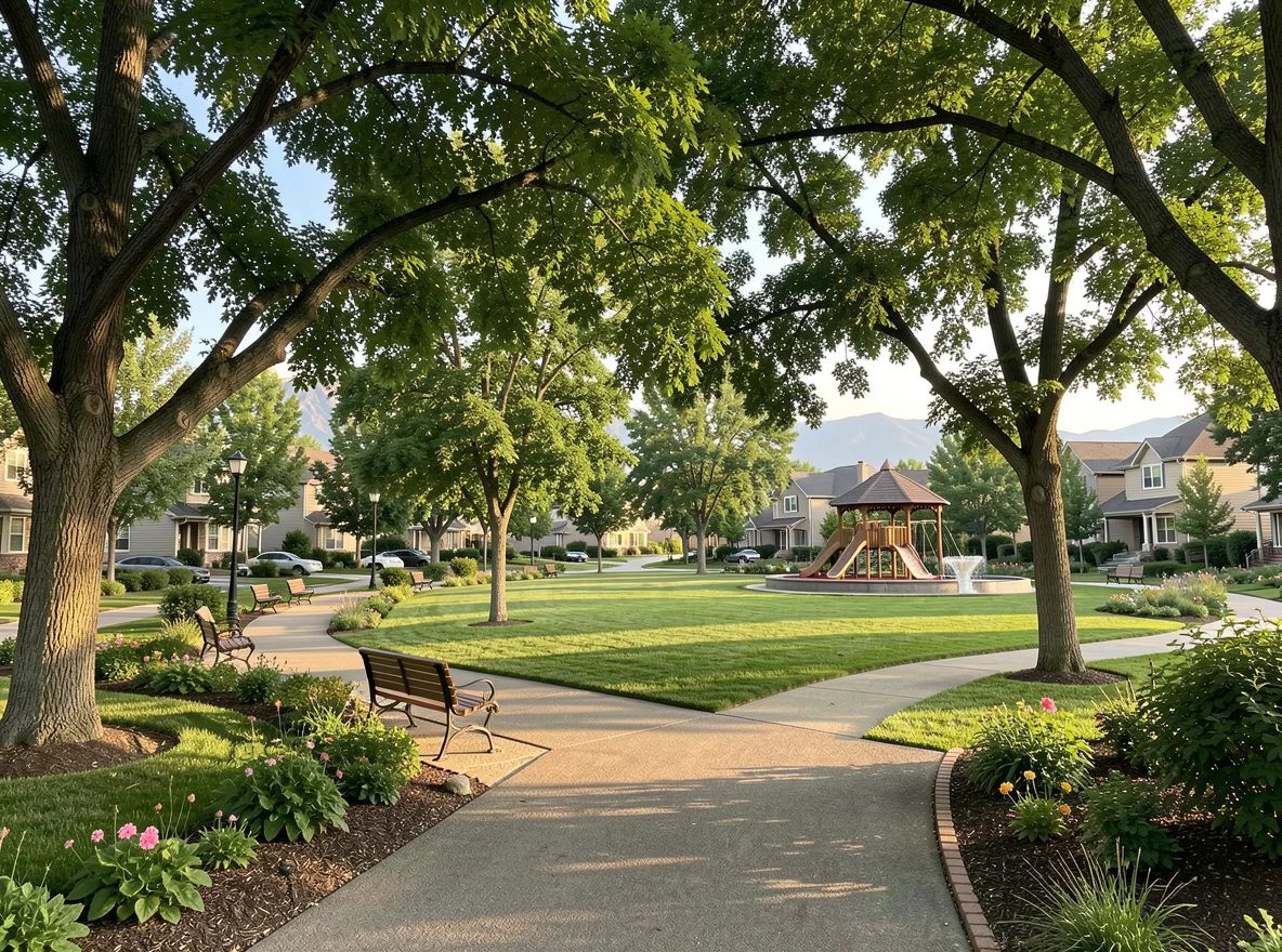 Neighborhood park and homes in Westminster, Colorado