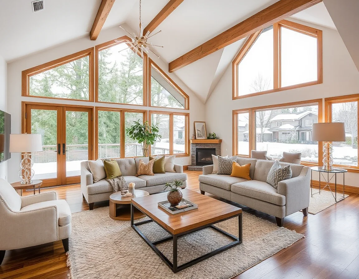 Bright staged living room in a Bellevue home