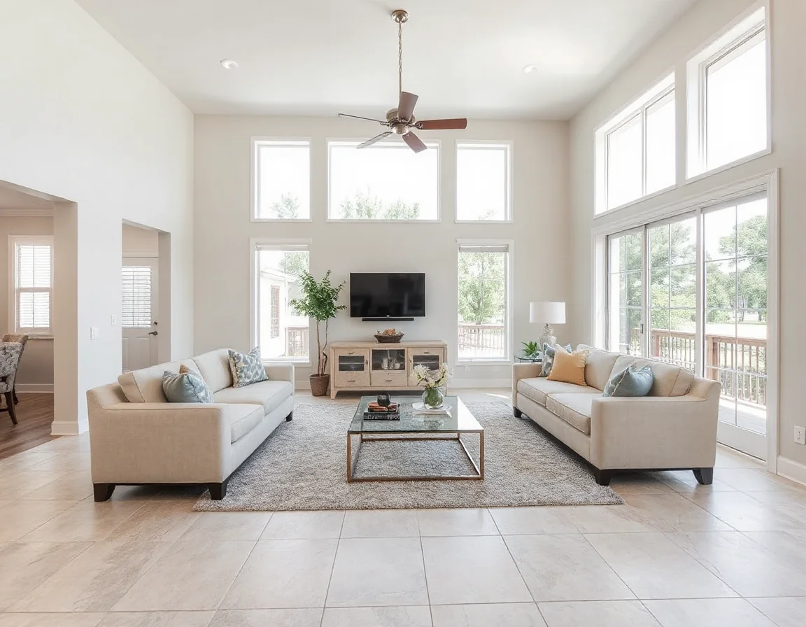 Bright staged living room in an Odessa home