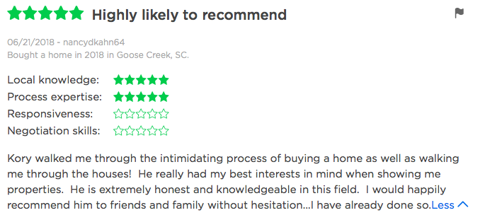 Zillow Agent Review for Kory Roscoe