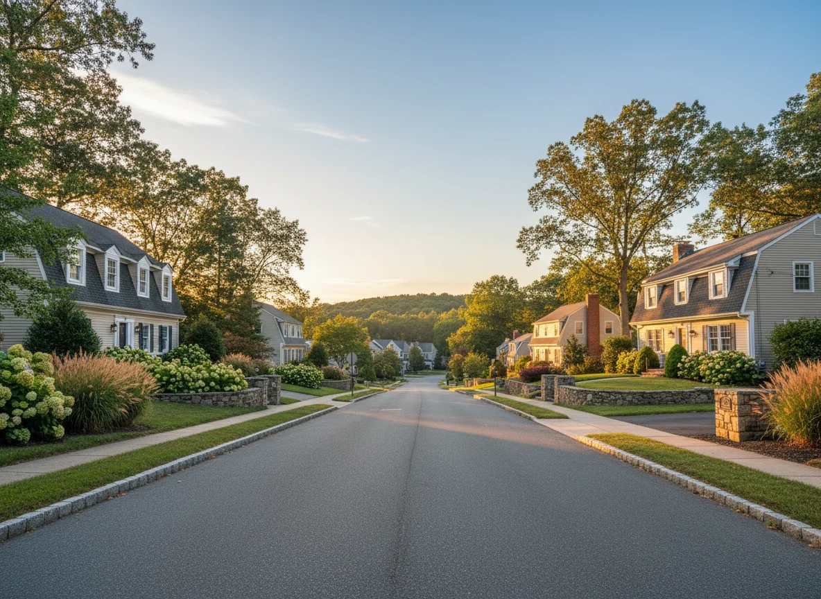 Residential streetscape and home styles in Montville, NJ