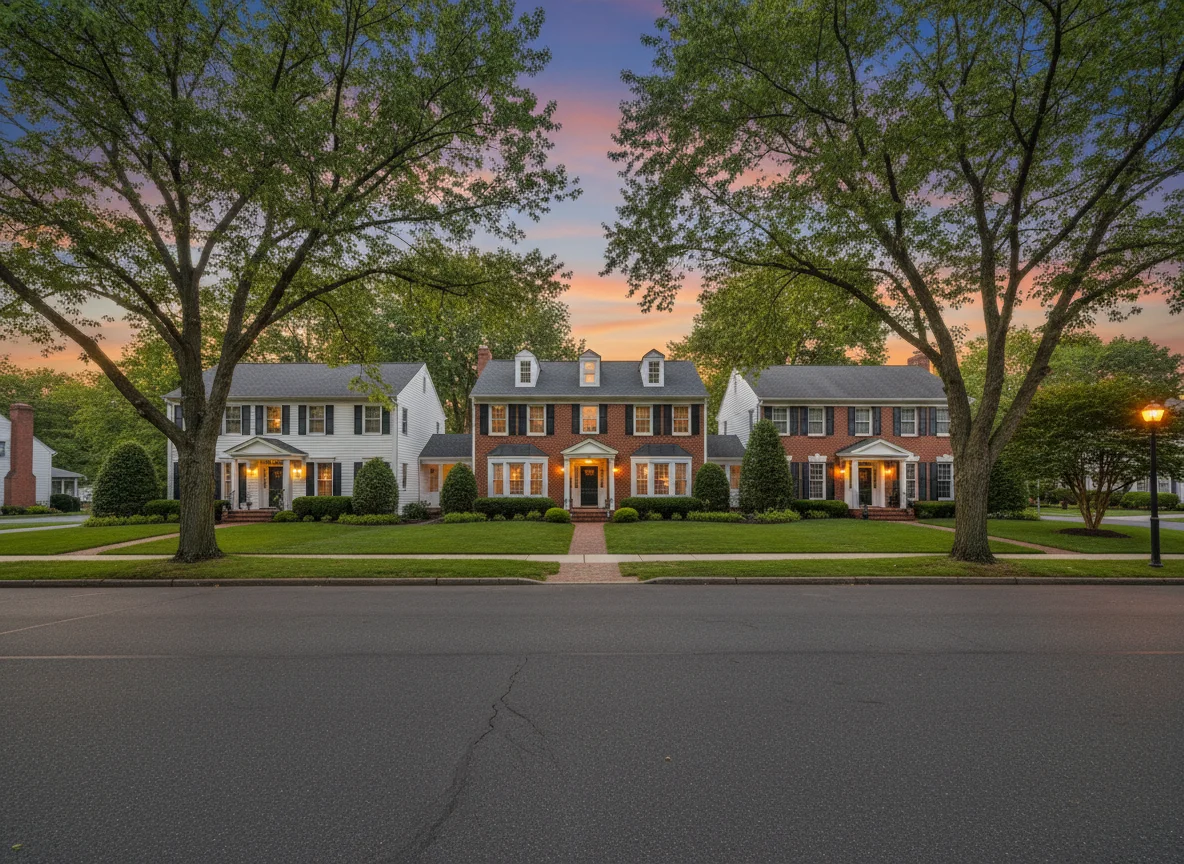 Tree-lined neighborhood with well-kept homes in Denville, New Jersey