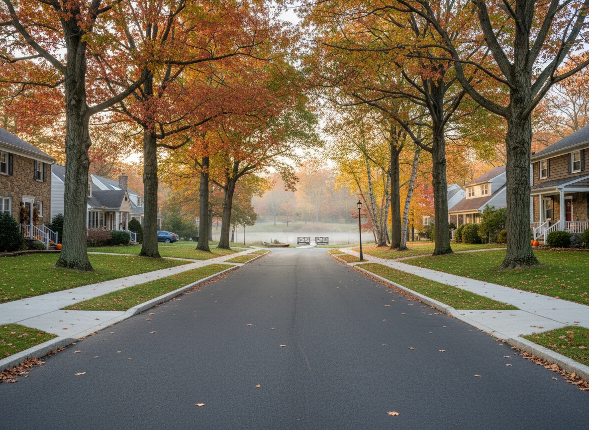 Residential neighborhood street in Rockaway, New Jersey