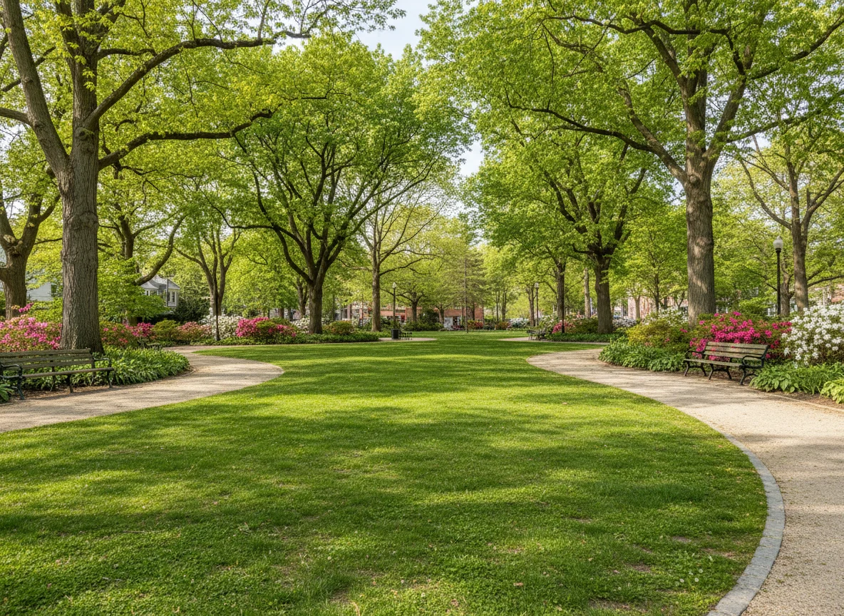 Neighborhood park setting in Chatham, NJ