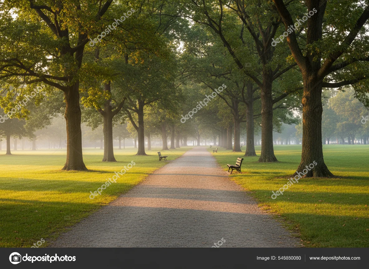 A tree-lined park path in Morristown, New Jersey