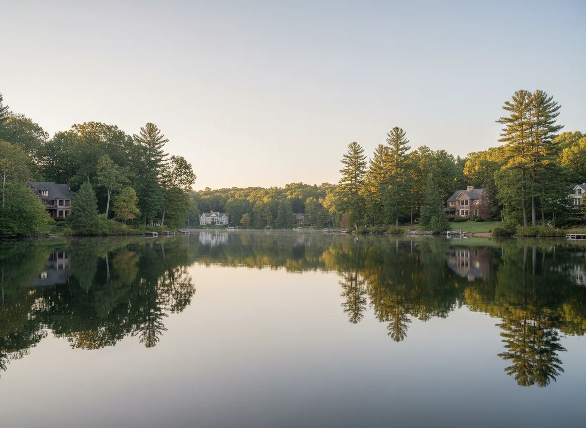 Lakeside scenery in Mountain Lakes, NJ