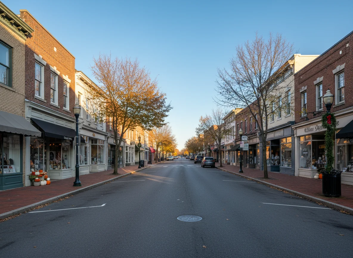 Downtown streetscape in Madison, NJ