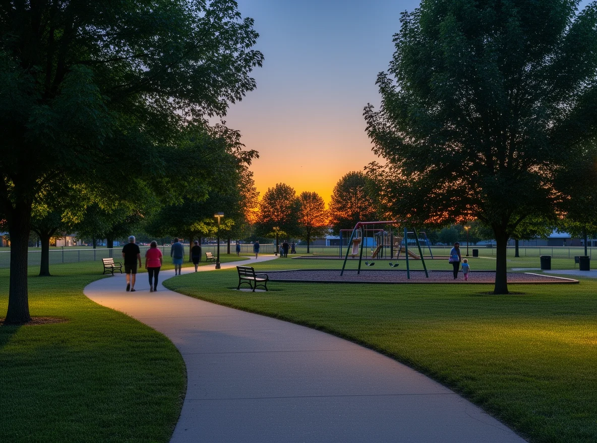 Community park and walking path in Ottawa, Kansas