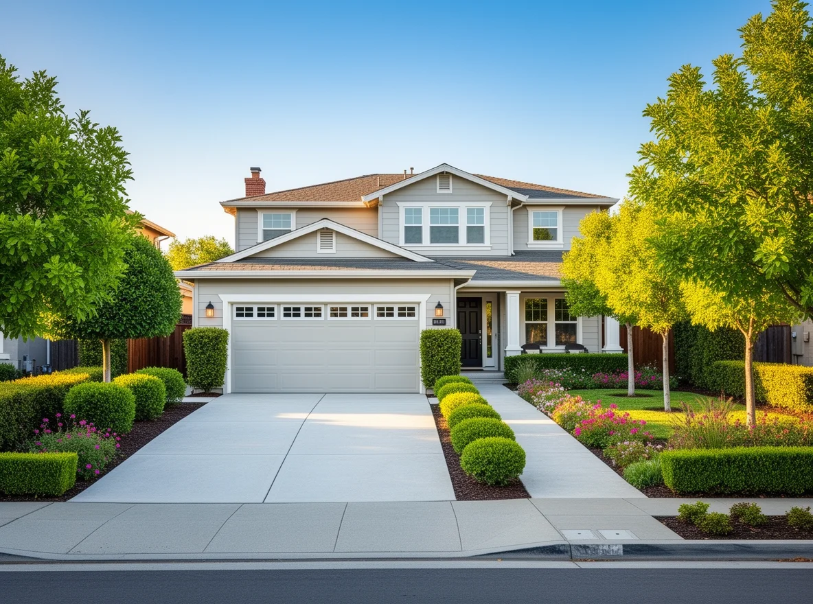 Well-kept Burlingame home exterior with mature landscaping