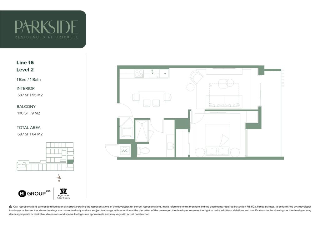 Parkside 16 Line 1 Bedroom Floorplan