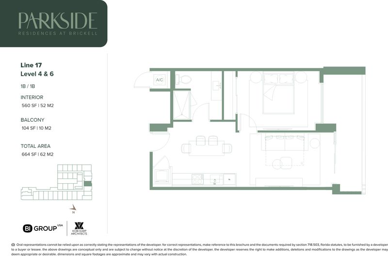 Parkside 17 Line 1 Bedroom Floorplan