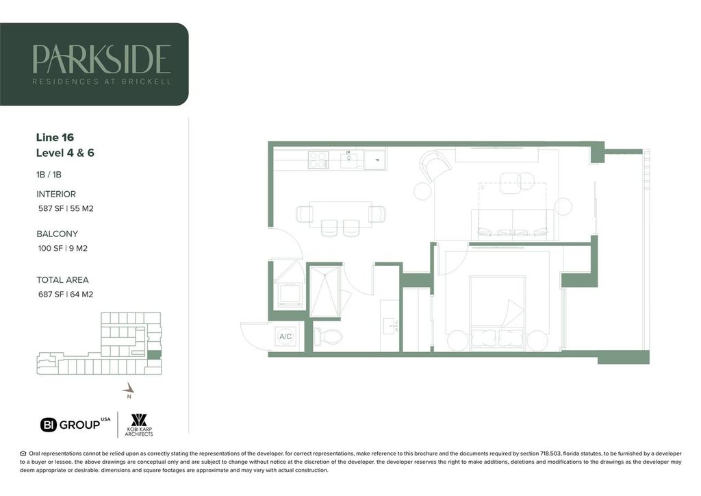 Parkside 16 Line 1 Bedroom Floorplan
