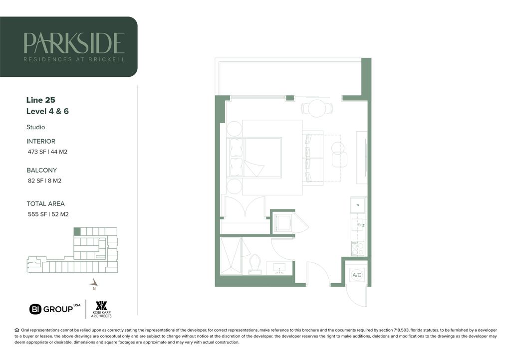 Parkside 25 Line Studio Floorplan