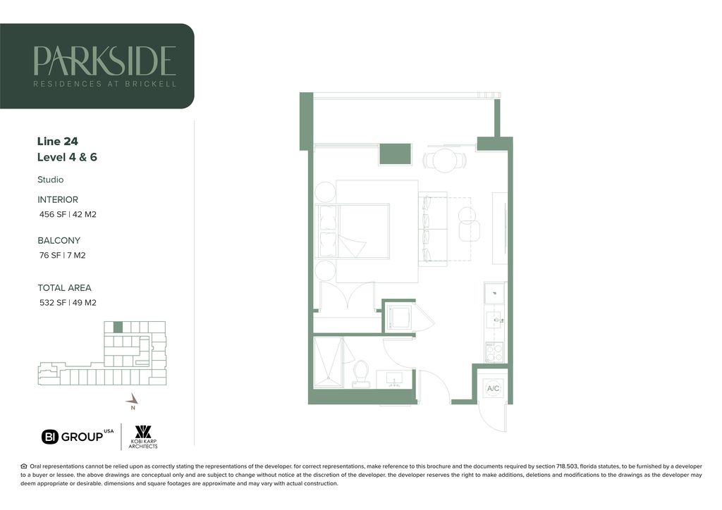 Parkside 24 Line Studio Floorplan
