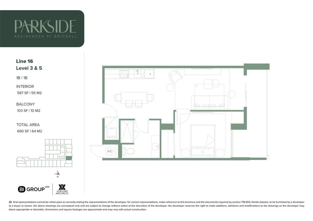 Parkside 16 Line 1 Bedroom Floorplan
