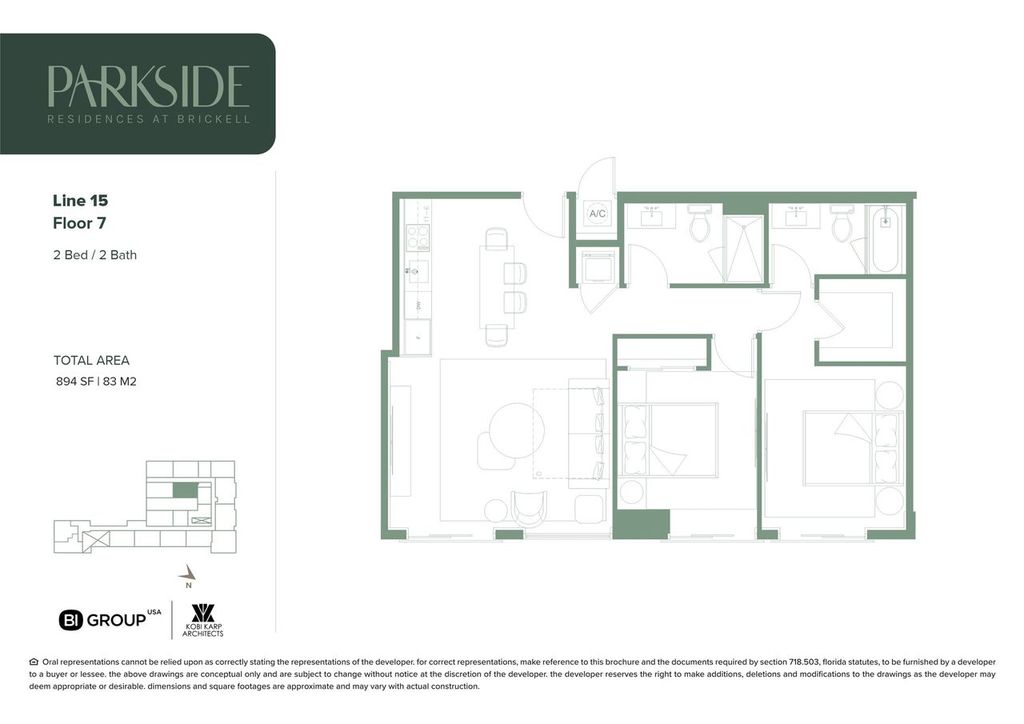 Parkside 15 Line 2 Bedroom Floorplan