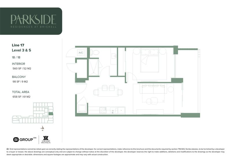 Parkside 17 Line 1 Bedroom Floorplan