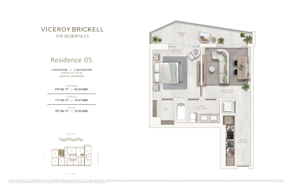 Viceroy Brickell 1 Bedroom Floorplan