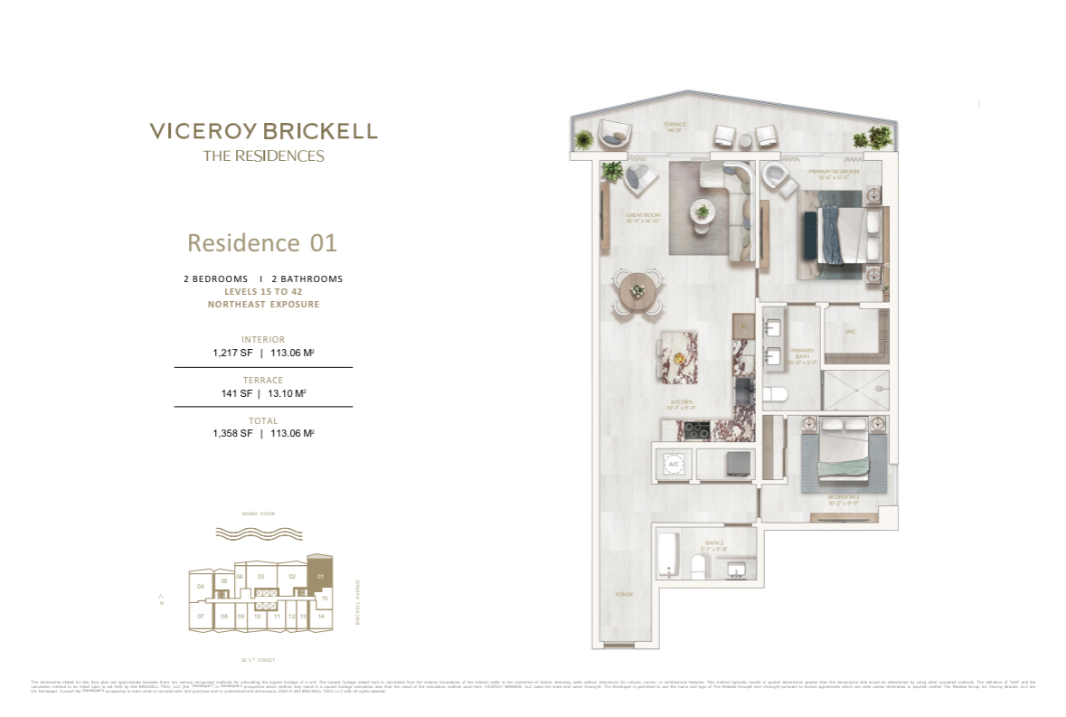 Viceroy Brickell 2 Bedroom Floorplan