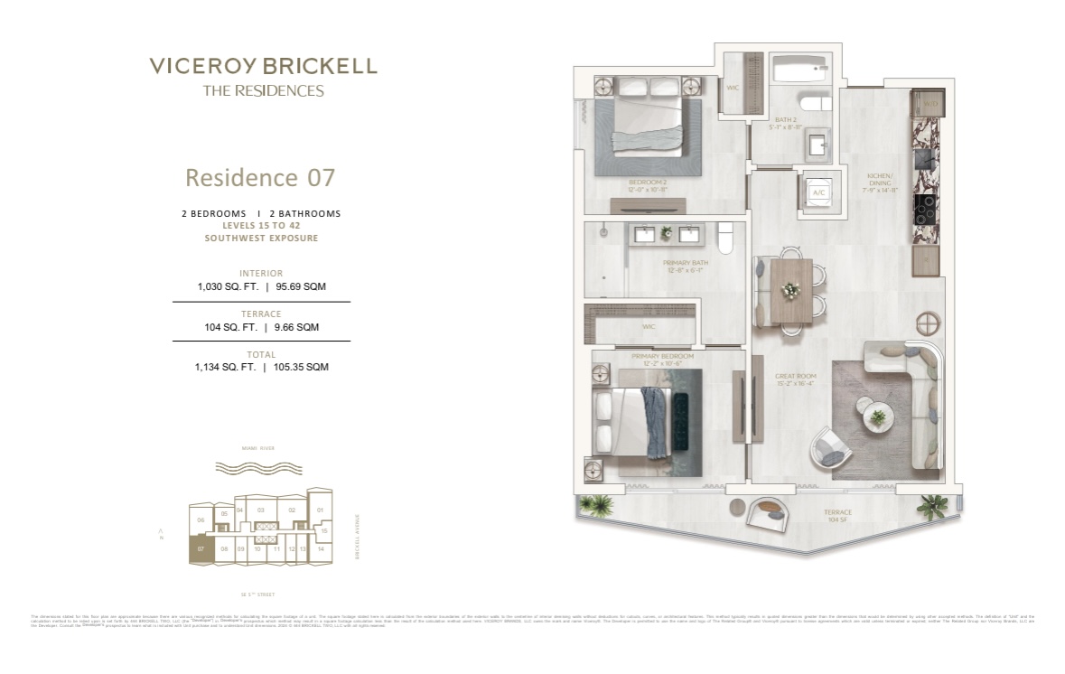 Viceroy Brickell 2 Bedroom Floorplan