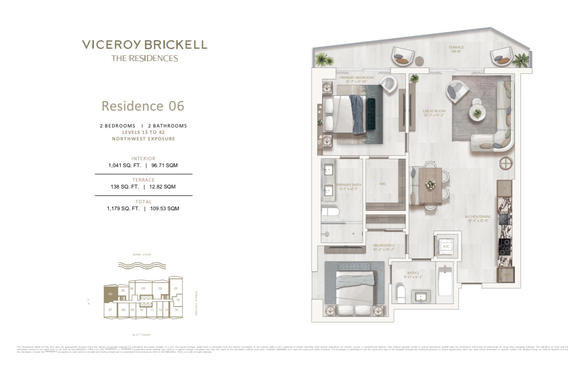Viceroy Brickell 2 Bedroom Floorplan