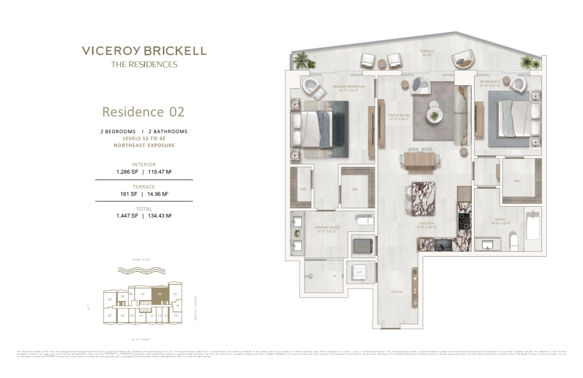 Viceroy Brickell 2 Bedroom Floorplan