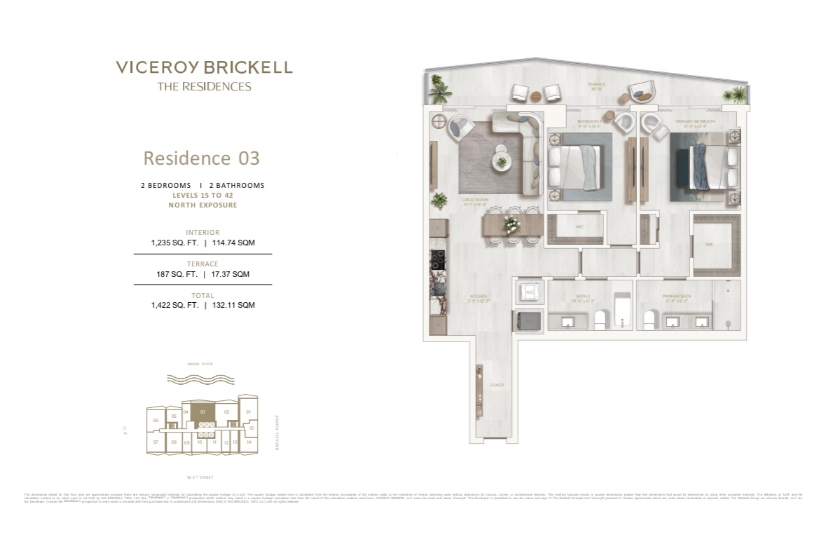 Viceroy Brickell 2 Bedroom Floorplan