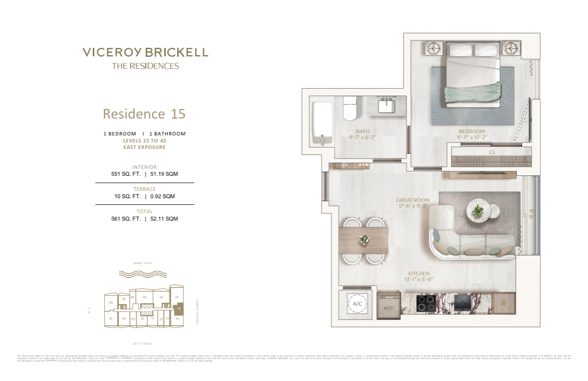 Viceroy Brickell 1 Bedroom Floorplan
