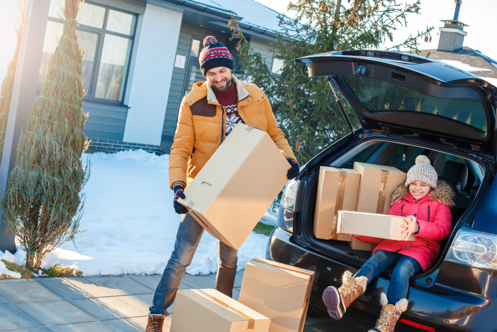 unpacking things from the car