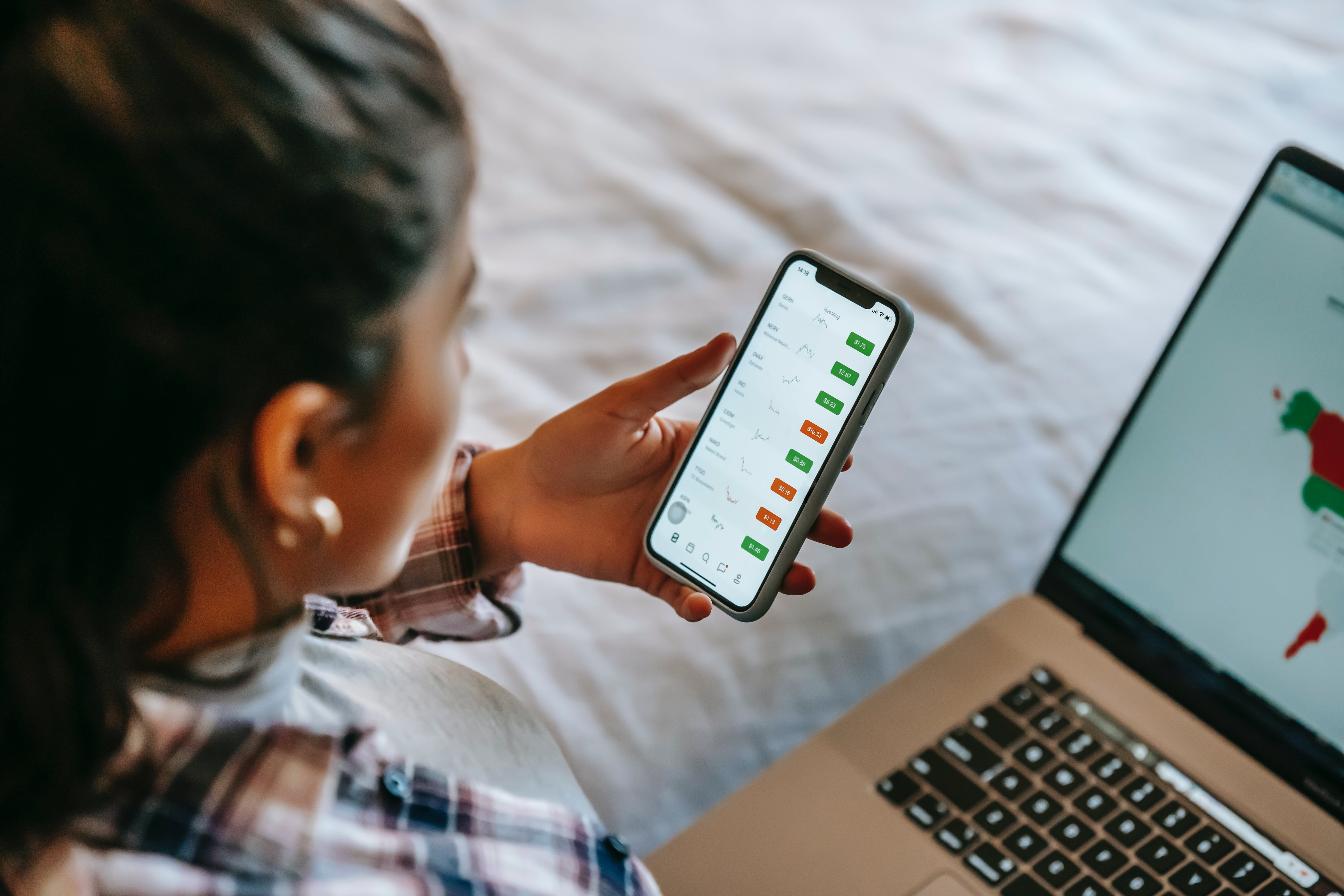 a woman browsing on her device