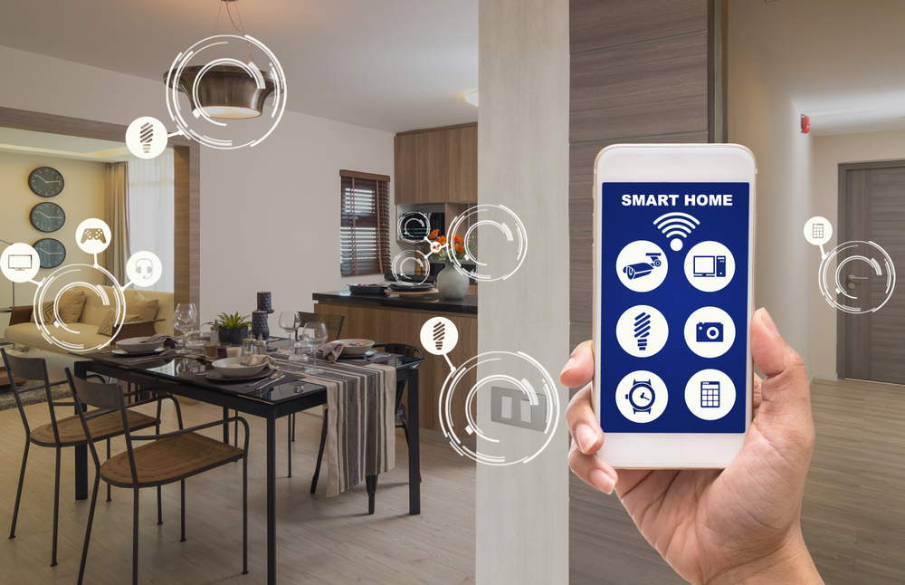 a smartphone controlling house appliances