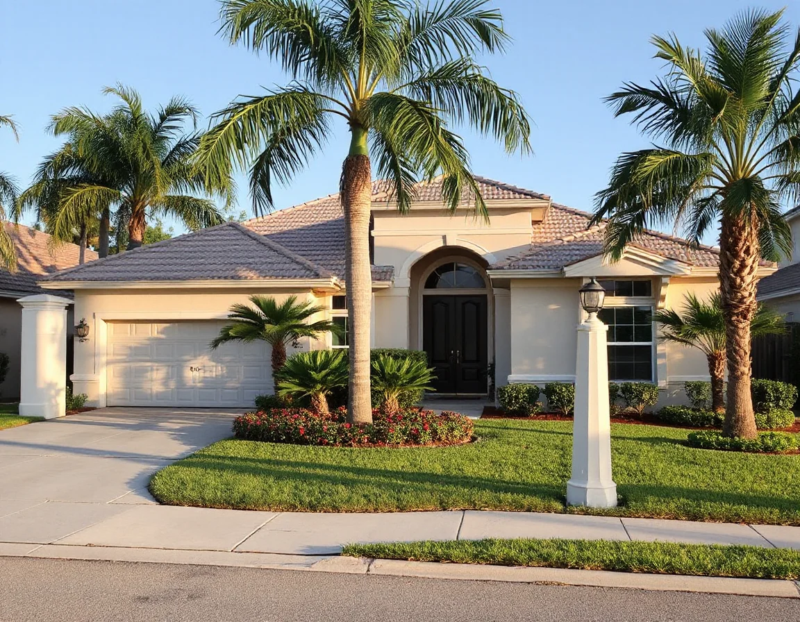 Contemporary Pembroke Pines home exterior with palm landscaping