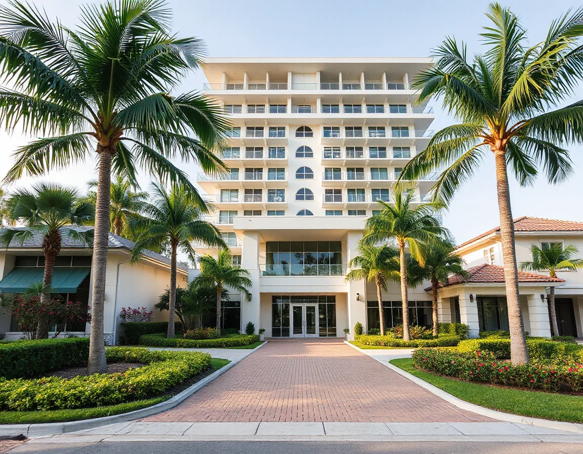 Contemporary Miami Beach waterfront condominium exterior