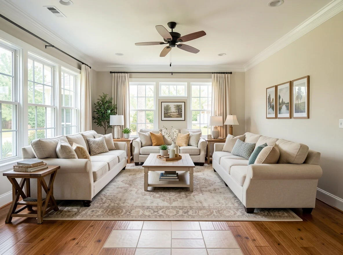 Staged living room in a Jackson home